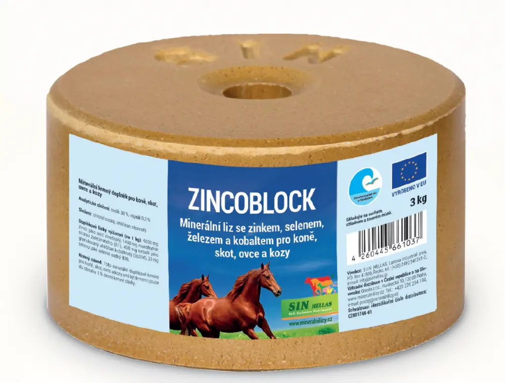 Zincoblock, minerální liz se zinkem, selenem, železem a kobaltem