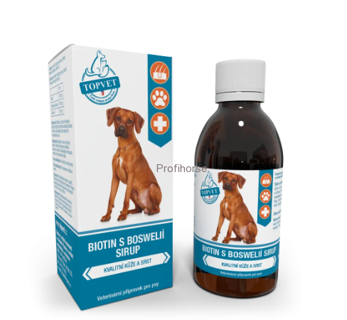 Sirup Biotin s boswelií pro psy Topvet, 200 ml