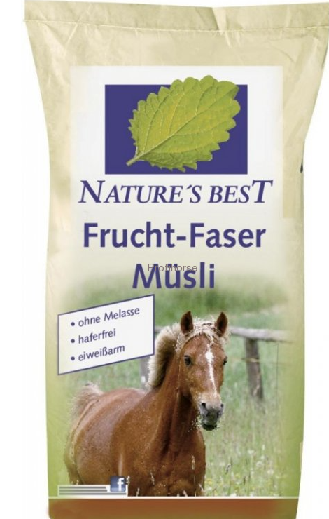 Nature's Best Frucht Faser Müsli, 15 kg müsli pro koně s kousky ovoce
