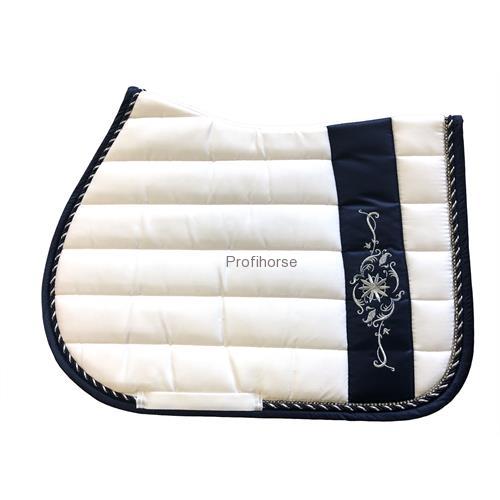 Podsedlová dečka QHP Botanic, modro-bílá