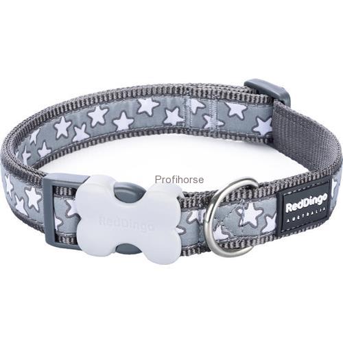 Nylonový obojek pro psy Red Dingo Stars, šedý - 24 - 36 cm / 1,5 cm