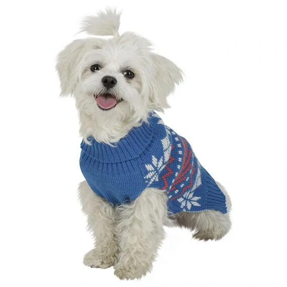 Svetr s norskými vzory pro psy Ellmau, modrý