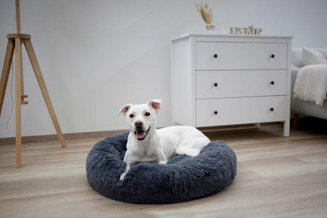 Plyšový pelíšek pro psy Fluffy, tmavě šedý, 60 x 18 cm