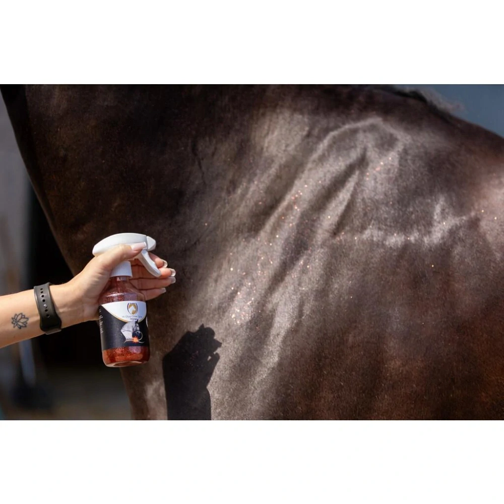 Sprej s třpytkami Excellent Horse Hi Gloss, oranžové, 250 ml