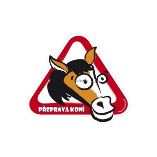 Výstražná samolepka sítotisk - PŘEPRAVA KONÍ