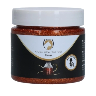 Lesk na kopyta se třpytkami Excellent Horse Hi Gloss, oranžový, 150 ml
