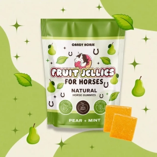Ovocné želé hruška + máta – měkké gumové bonbóny pro koně, 300 g
