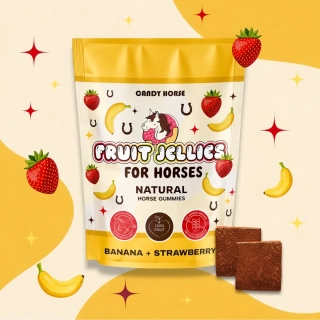Ovocné želé jahoda + banán – měkké gumové bonbóny pro koně, 300 g